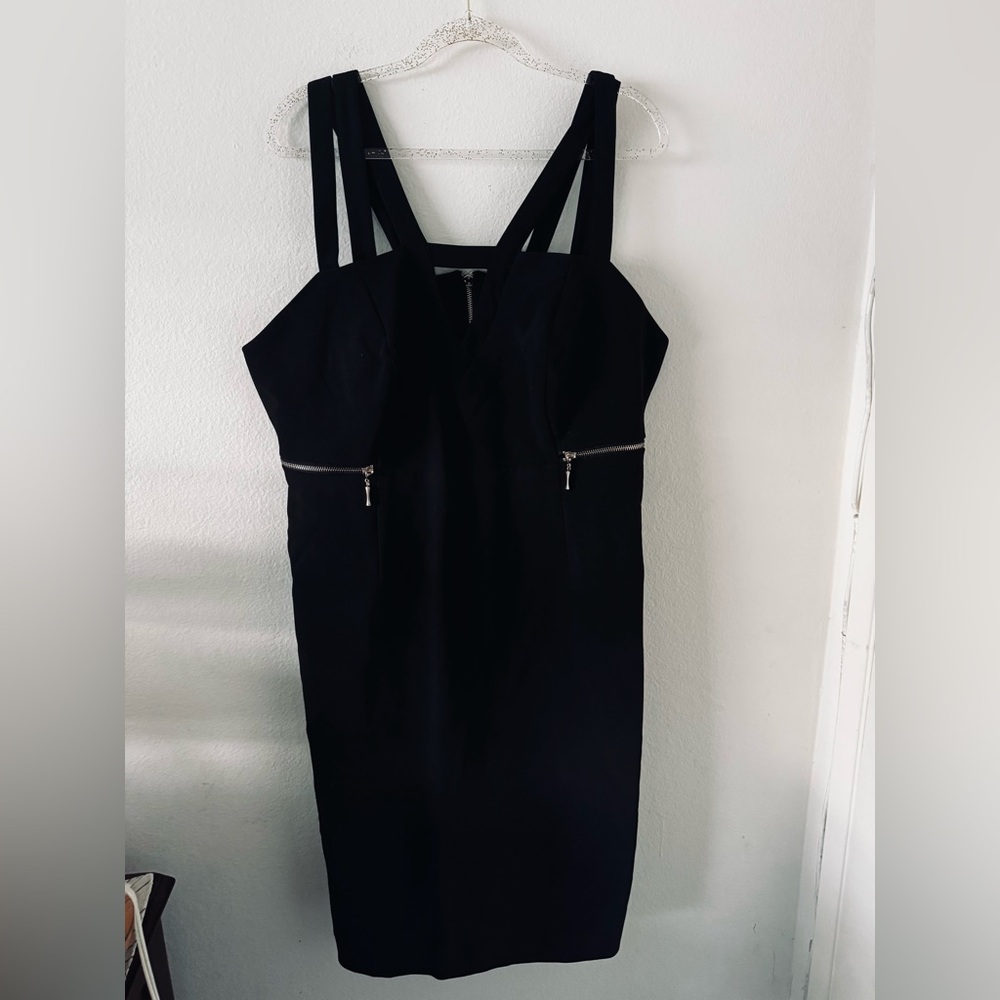 NWT Lane Bryant Black Strappy Zip-Detail Bodycon Dress